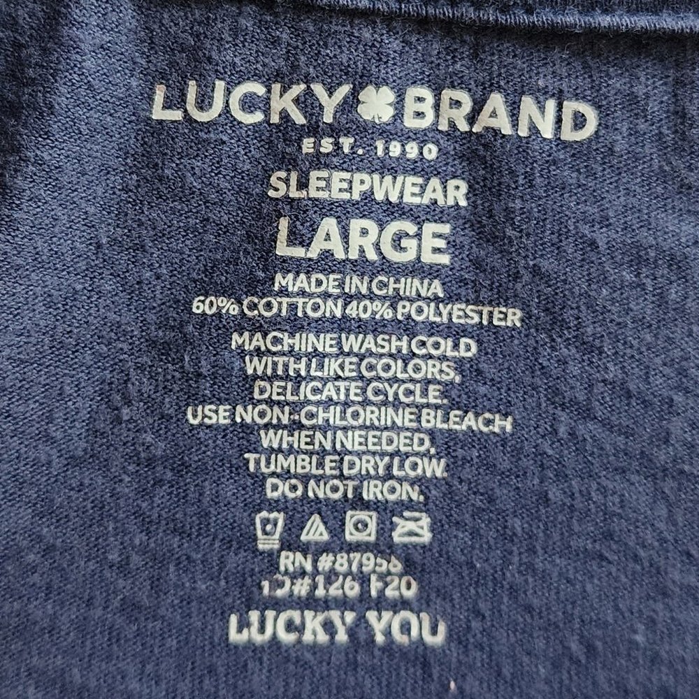 Lucky Brand Navy Blue Graphic Pajama Long Sleeve T-Shirt Size Large - Picture 7 of 12